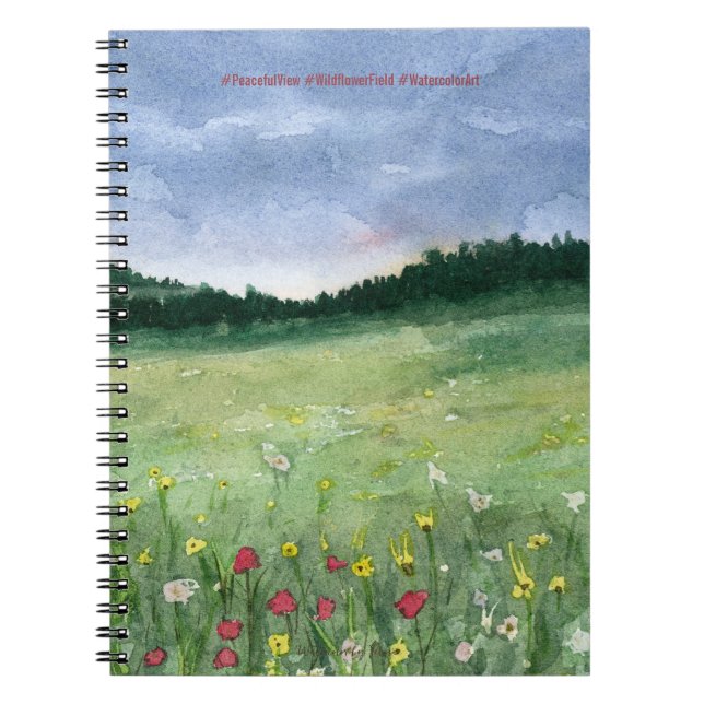 Caderno Espiral Paisagem de Campo de Flores (Frente)