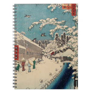 Caderno Espiral paisagem de inverno de Hiroshige japão ukiyo-e ant