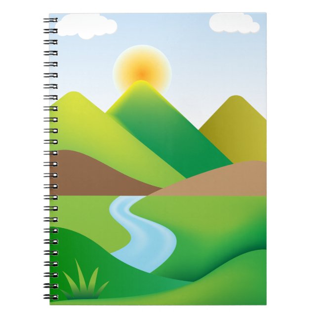 Caderno Espiral Paisagem de Montanha Verde com Notebook Fotográfic (Frente)