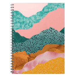 Caderno Espiral Paisagem de papel, raspadas, bordas rasgadas, verd