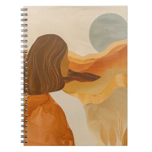 Caderno Espiral Paisagem de Terracota Boho Deserto Sage Moon Hills