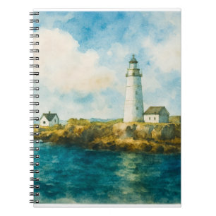 Caderno Espiral Paisagem do Oceano Costeiro - Céu Azul e Costa Roc