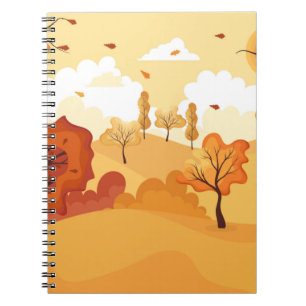 Caderno Espiral Paisagem do outono. Panorâmica da paisagem rural