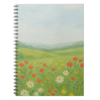 Caderno Espiral Paisagem dos Prados de Flores Selvagens