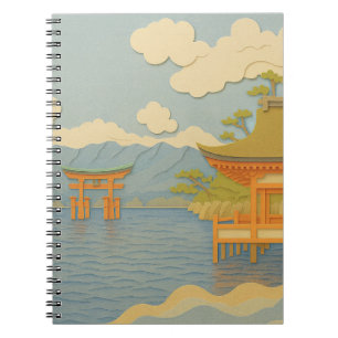 Caderno Espiral Paisagem JAPONESA   Itsukushima   Corte de papel