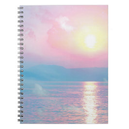 Caderno Espiral Paisagem mágica no pôr do sol rosa