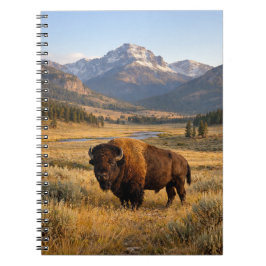 Caderno Espiral Paisagem Montanhosa Bisão Americano