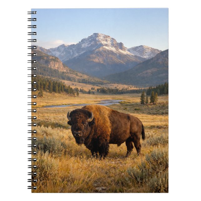Caderno Espiral Paisagem Montanhosa Bisão Americano (Frente)
