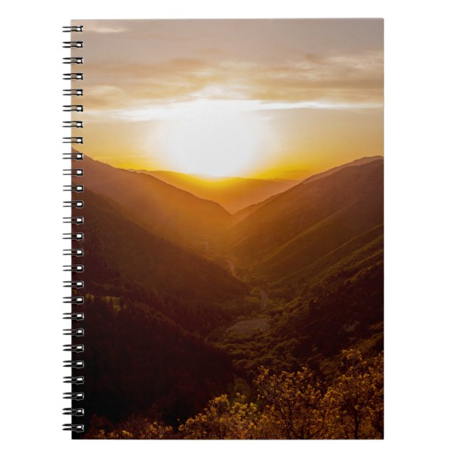 Caderno Espiral Paisagem Sunset Sobre Montanhas (Frente)