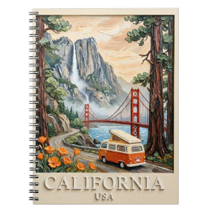 Caderno Espiral Paisagem Texturizada em 3D Vintage de Viagem pela