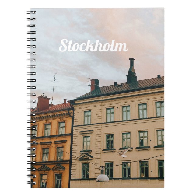 Caderno Espiral Paisagem Urbana de Södermalm em Estocolmo (Frente)