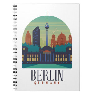 Caderno Espiral Paisagem Urbana Minimalista Vintage Berlim Alemanh