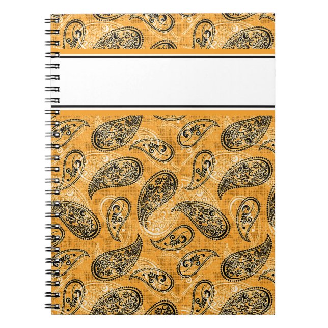 Caderno Espiral paisley laranja outono (Frente)