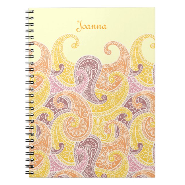 Caderno Espiral Paisley no notebook Lemon (Frente)