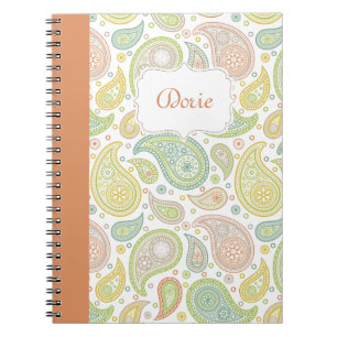 Caderno Espiral Paisley no notebook Peach