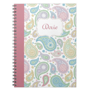 Caderno Espiral Paisley no notebook rosa