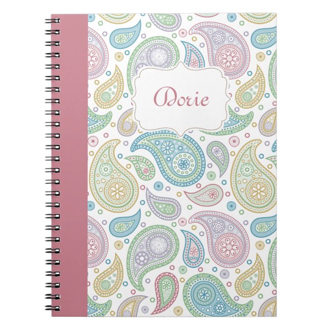 Caderno Espiral Paisley no notebook rosa (Frente)