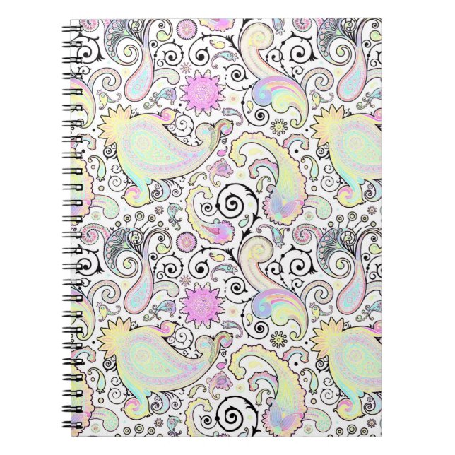 Caderno Espiral Paisley pastel (Frente)