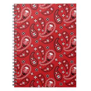 Caderno Espiral Paisley Pattern com Fundo Vermelho-23214