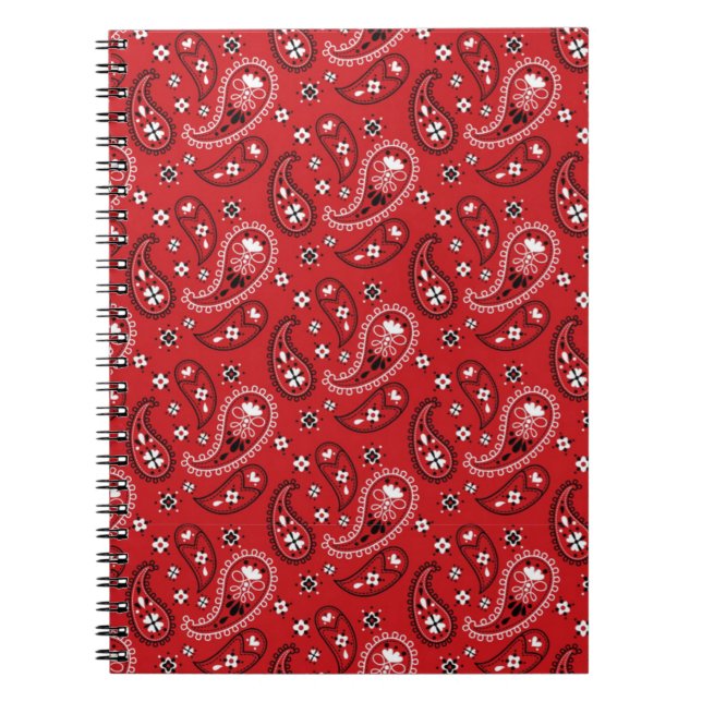 Caderno Espiral Paisley Pattern Red Background - 98567 (Frente)