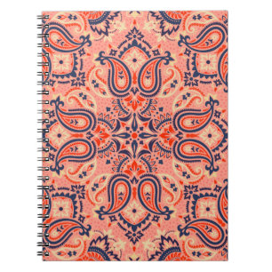 Caderno Espiral Paisley sem costura: design de padrão de colheita.