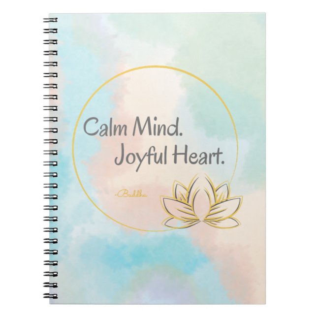 Caderno Espiral Palavra de Buda Positiva e Feliz Coração (Frente)