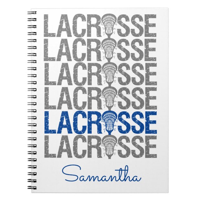 Caderno Espiral Palavra de Lacrosse Azul (Frente)