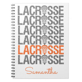 Caderno Espiral Palavra de Lacrosse em Cor Laranja