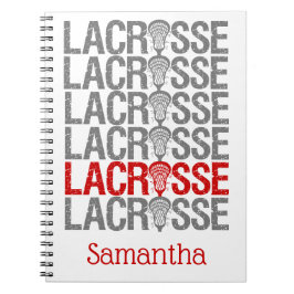 Caderno Espiral Palavra de Lacrosse Vermelha