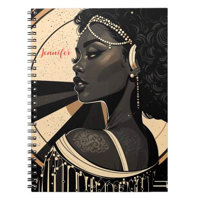 Caderno Espiral Palavra Negra Deco Arte Elegante Personalizada (Frente)