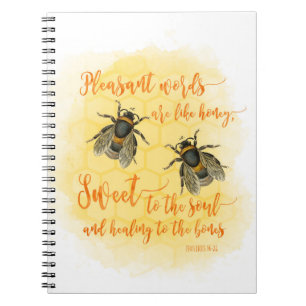 Caderno Espiral Palavras agradáveis aquarela cotação da Bíblia abe