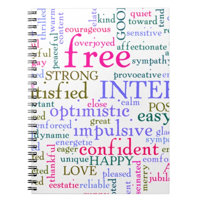 Caderno Espiral Palavras animadoras inspiradoras inspiracionais (Frente)