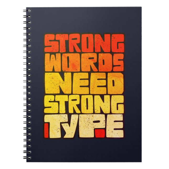 Caderno Espiral Palavras Desenhadas À Mão Palavras Fortes Precisam (Frente)