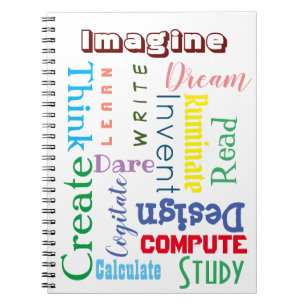 Caderno Espiral Palavras Inspirativas Estudantes Coloridos