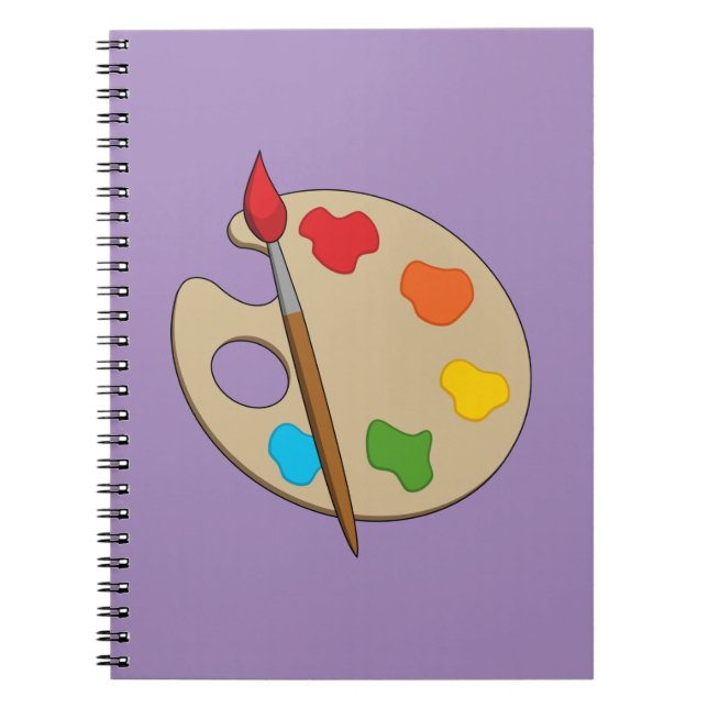 Caderno Espiral Paleta de Artista com Pincel de Pintura (Frente)