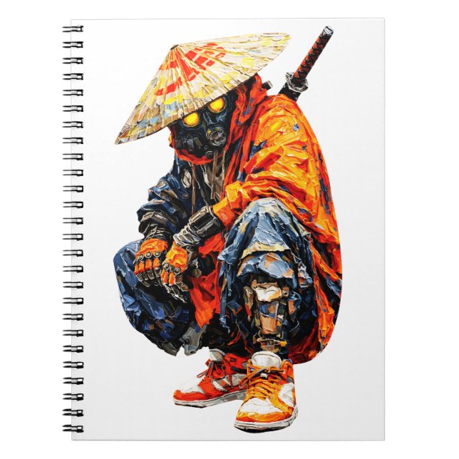 Caderno Espiral Paleta de Ciber Samurai Laranja (Frente)