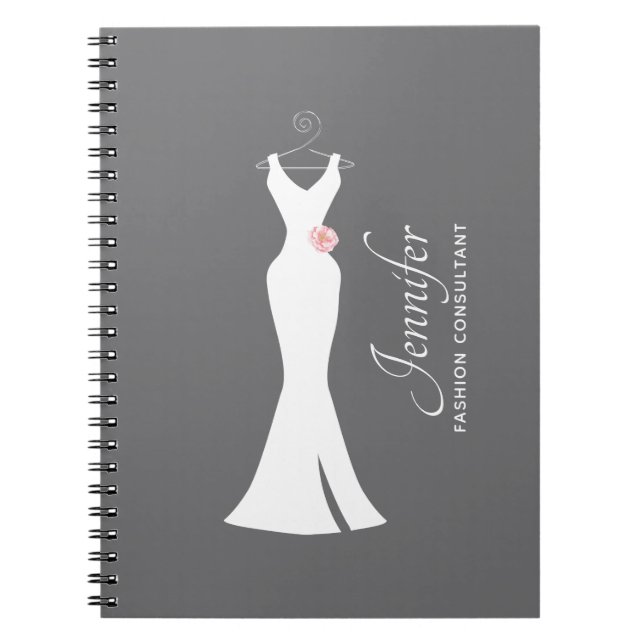 Caderno Espiral Palhaço branco elegante na Cinza - Design simples  (Frente)