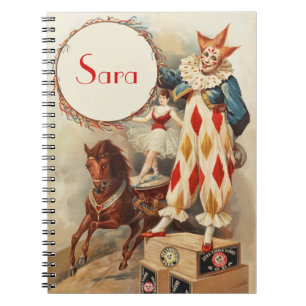 Caderno Espiral Palhaço De Vintagem Cuta Personalizado