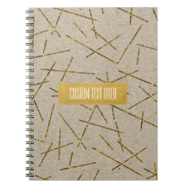 Caderno Espiral Palitos de Confete Dourado Kraft Moderno Chic Glam