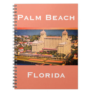 Caderno Espiral Palm Beach, Florida - Vintage Skyline Photo