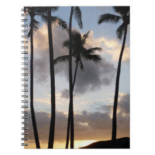 Caderno Espiral Palm Tree Silhouettes no Havaí