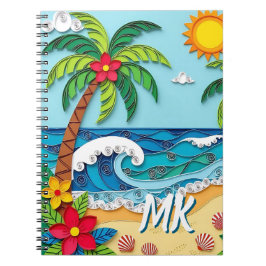 Caderno Espiral Palm Trees on the Beach Personalized