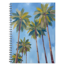 Caderno Espiral Palm Trees Watercolor Tropical Painted
