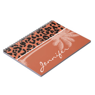 Caderno Espiral Palma De Verão; Impressão Animal De Siena Leopardo