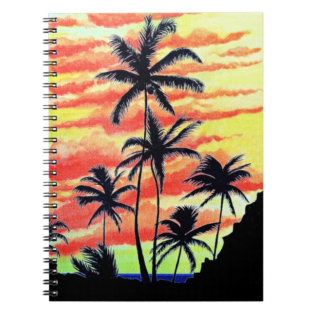 Caderno Espiral Palmas de Coco Sunset Havaiano (Frente)