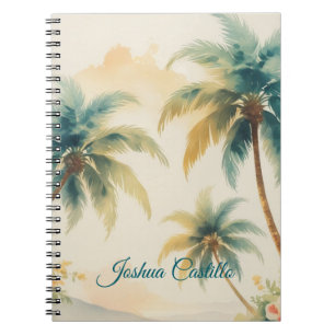 Caderno Espiral Palmas do Havaí Caligrafia Nome Simples Profission