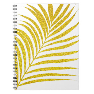 Caderno Espiral Palmeira Dourada Brilhante Presente Favor Tropical