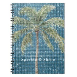 Caderno Espiral Palmeira Tropical Azul Brilho 