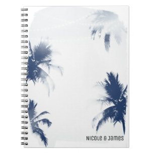 Caderno Espiral Palmeiras Brilho Tropical Moderno Chic Calor Branc