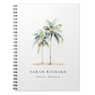 Caderno Espiral Palmeiras costeiras tropicais Palmeiras Aquarela A
